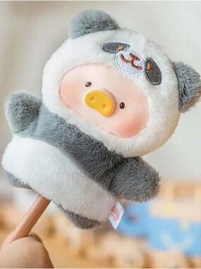 Lulu The Piggy Animal Party Puppet Show PVC Face Plush Keychain Blind Box: Panda